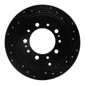 Lexus LX570 Brake Rotor (1) - Rear Right - R1 Concepts - Drilled & Slotted - Black - `07-`22